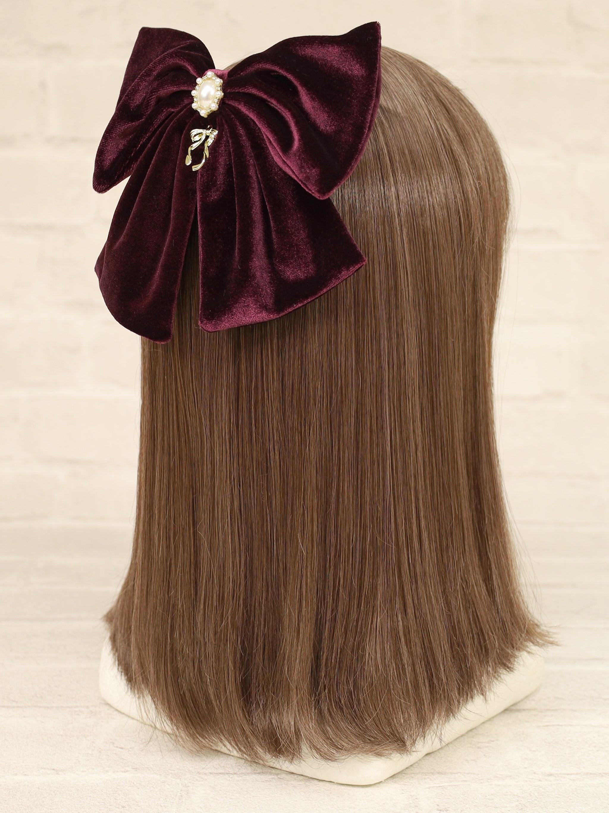 パール付ビッグリボンバレッタ ボルドー（Bordeaux） FREE ｜Amavel（アマベル）公式サイト