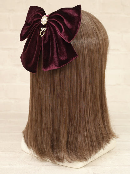 パール付ビッグリボンバレッタ ボルドー（Bordeaux） FREE ｜Amavel（アマベル）公式サイト