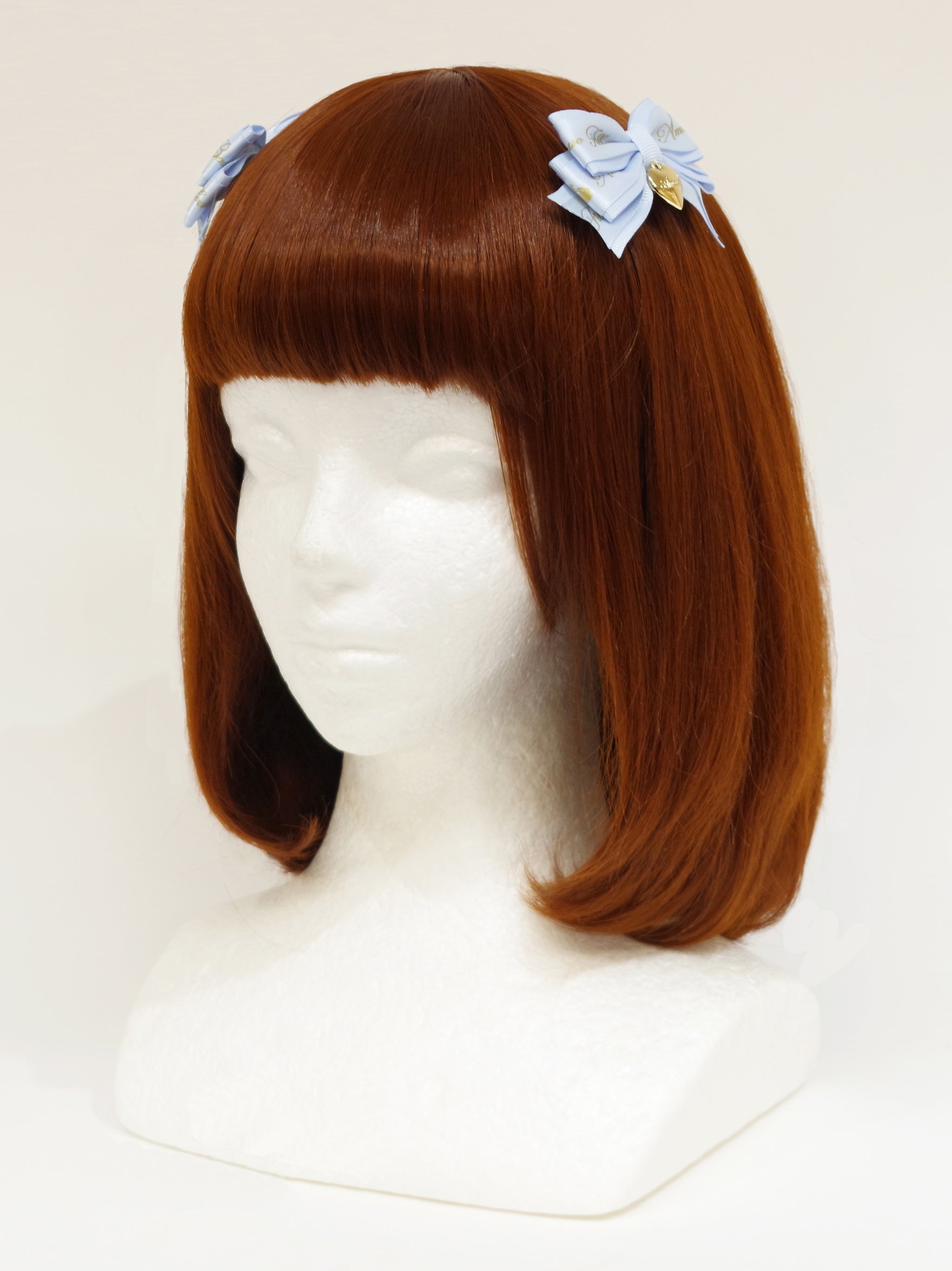 ハートチャーム付ダブルリボンミニクリップ サックス（SaxeBlue） FREE ｜Amavel（アマベル）公式サイト