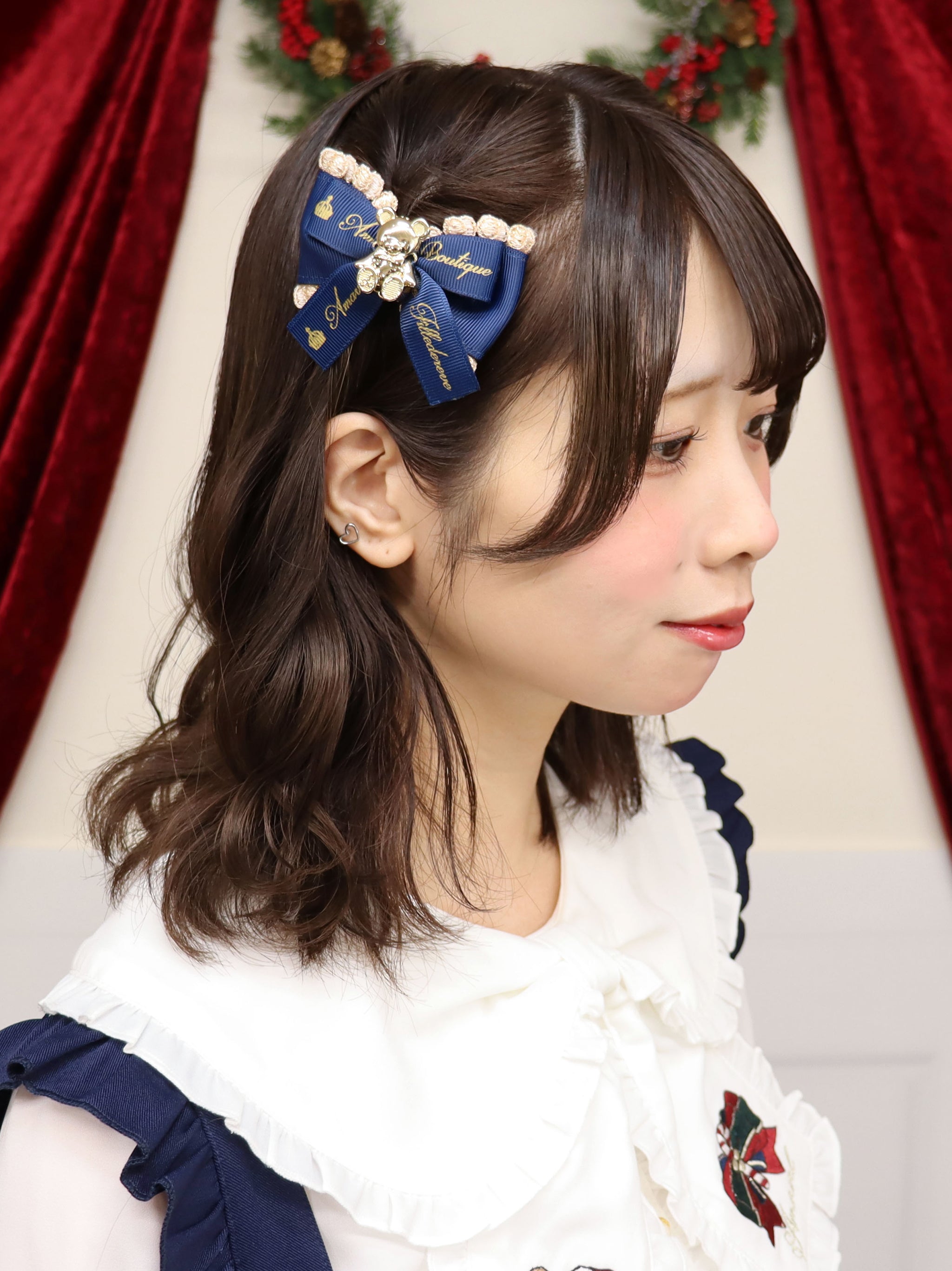 Holy Night Bear ダブルリボンクリップ ネイビー（Navy） FREE ｜Amavel（アマベル）公式サイト