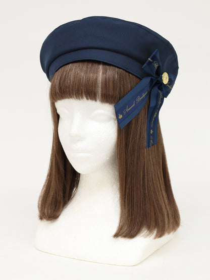 ロゴリボンブローチ付ベレー帽 ネイビー（Navy） FREE ｜Amavel（アマベル）公式サイト