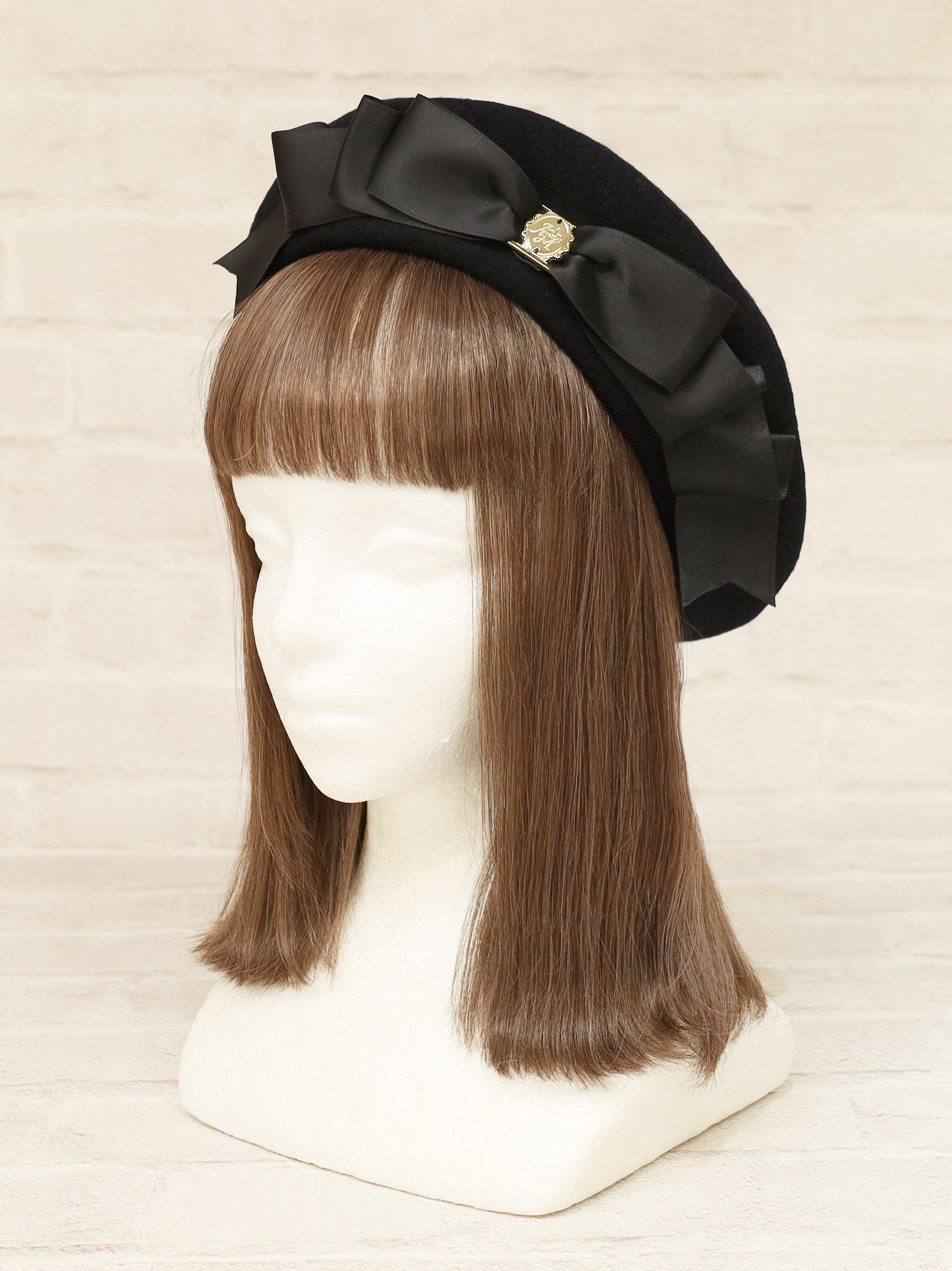 モノグラムバックル付フロントリボンフェルトベレー – Amavel