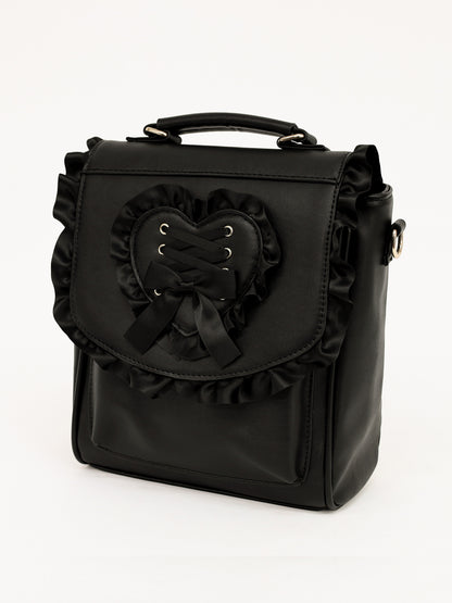 ハートフリルレースアップバッグ ブラック（Black） FREE ｜Amavel（アマベル）公式サイト