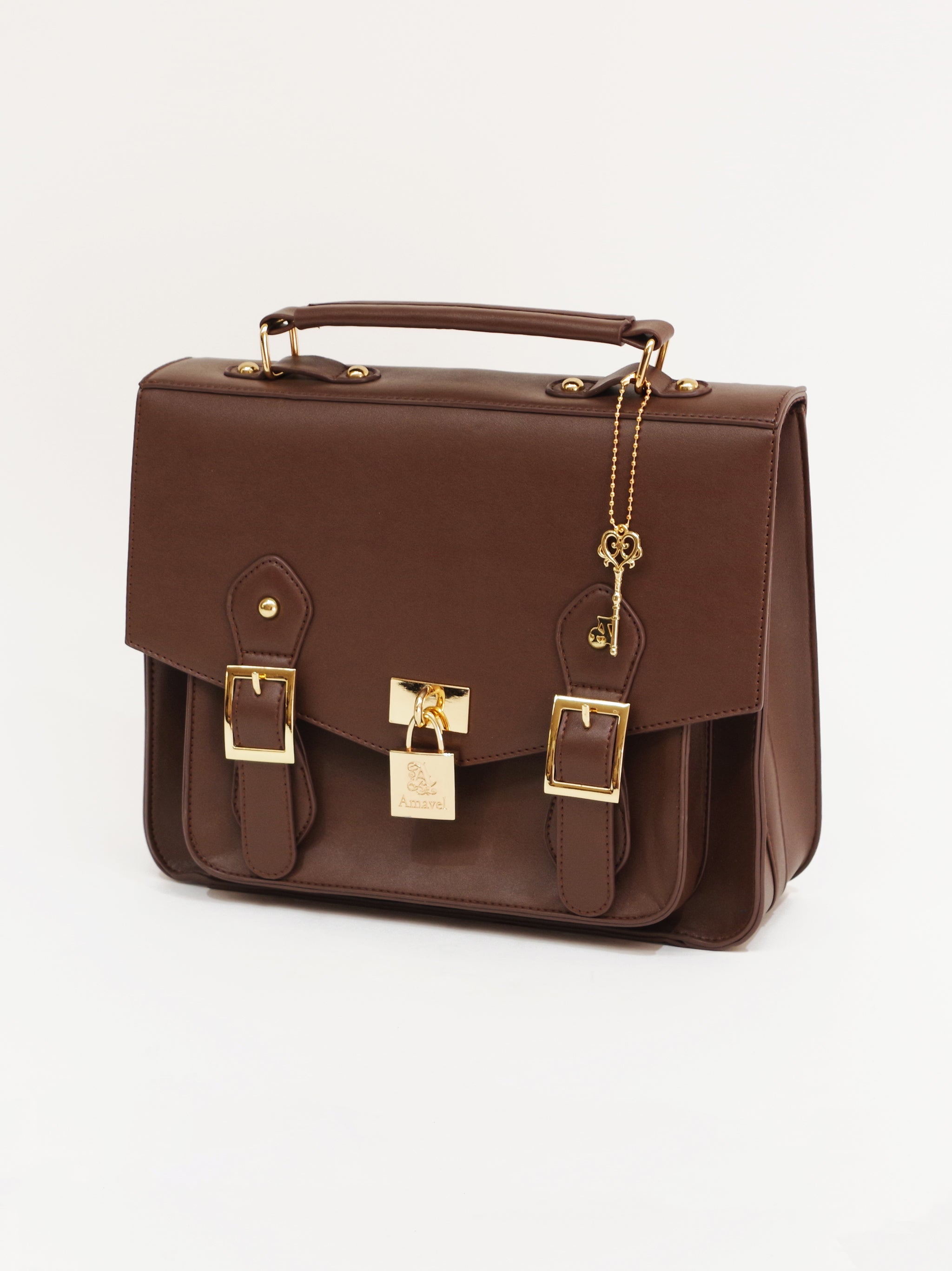 カギ付ミニサッチェルバッグ ブラウン（Brown） FREE ｜Amavel（アマベル）公式サイト