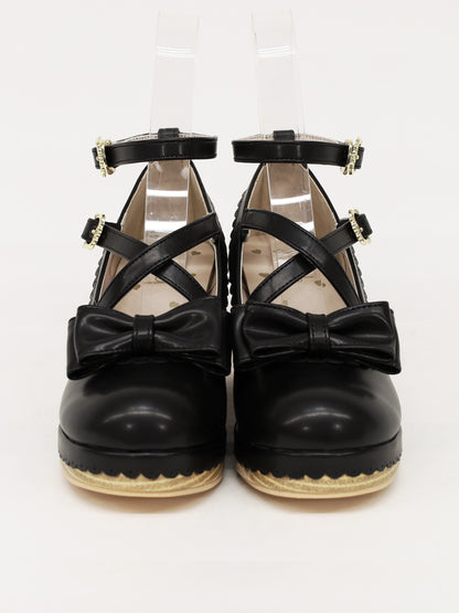 スカラップリボンウッドソールクロスパンプス ｜Amavel（アマベル）公式サイト