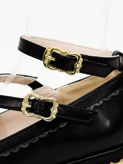 スカラップリボンウッドソールクロスパンプス ｜Amavel（アマベル）公式サイト