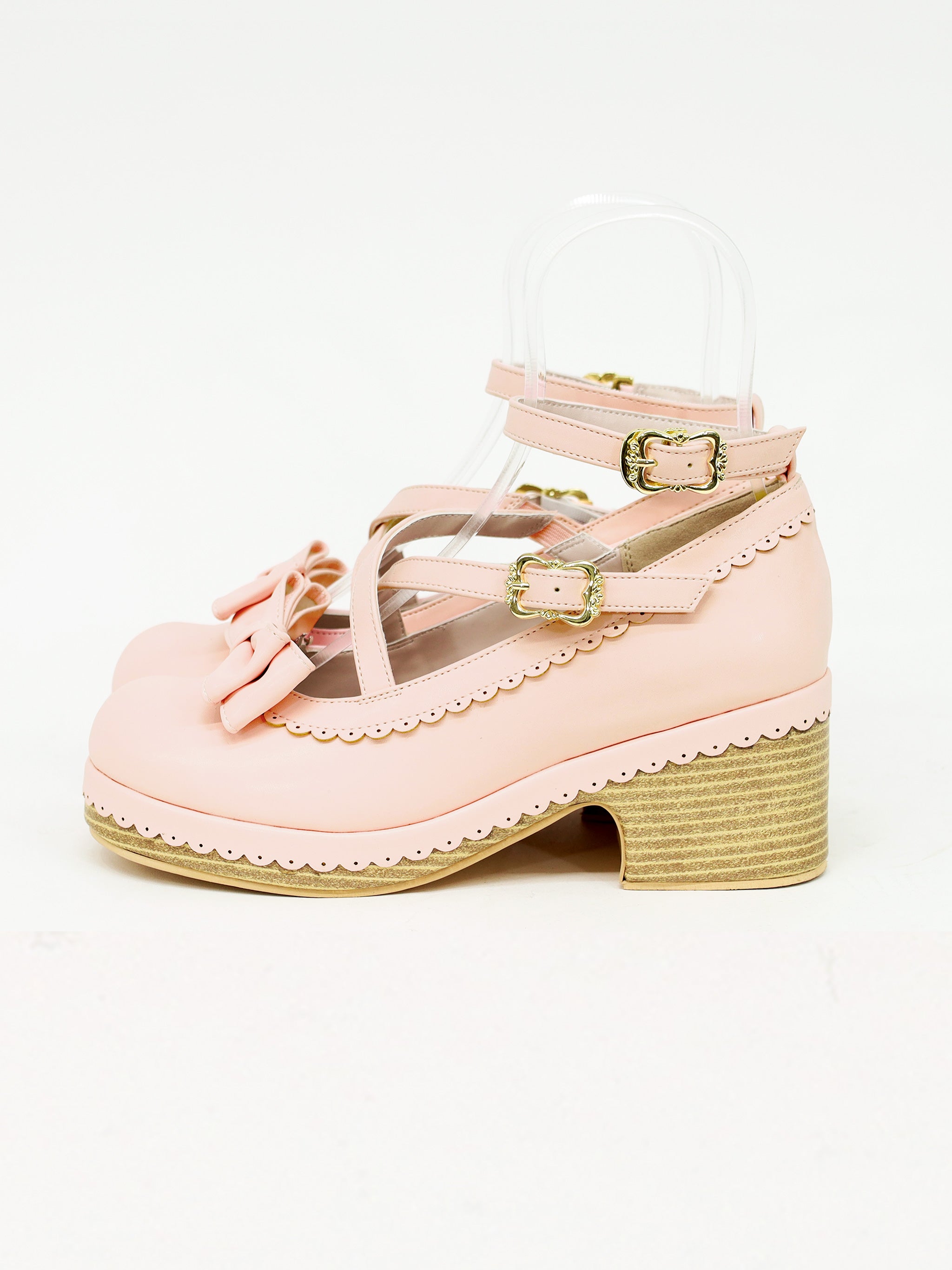 スカラップリボンウッドソールクロスパンプス ｜Amavel（アマベル）公式サイト