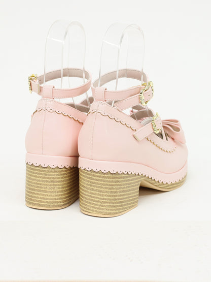 スカラップリボンウッドソールクロスパンプス ｜Amavel（アマベル）公式サイト