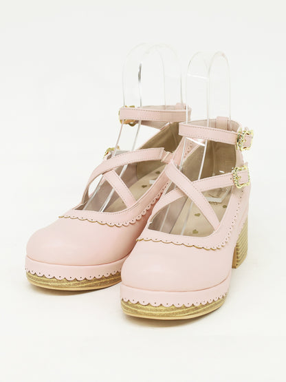 スカラップリボンウッドソールクロスパンプス ｜Amavel（アマベル）公式サイト