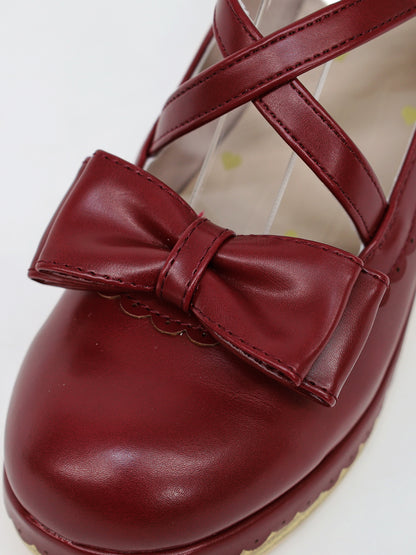 スカラップリボンウッドソールクロスパンプス ｜Amavel（アマベル）公式サイト