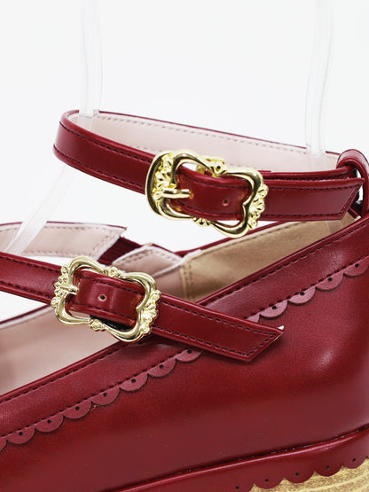 スカラップリボンウッドソールクロスパンプス ｜Amavel（アマベル）公式サイト