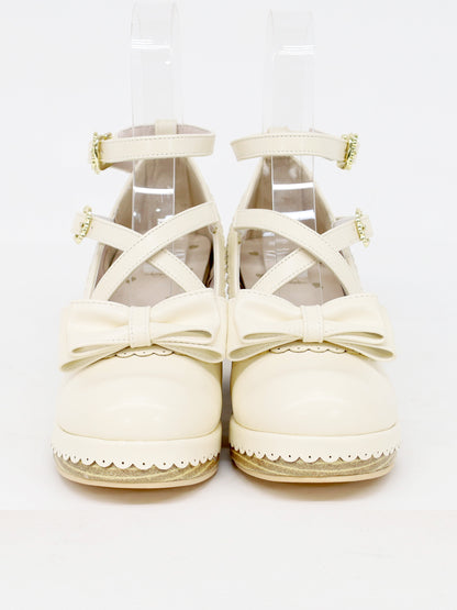 スカラップリボンウッドソールクロスパンプス ｜Amavel（アマベル）公式サイト