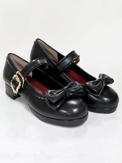 リボン付スカラップパンプス ブラック（Black） ｜Amavel（アマベル）公式サイト