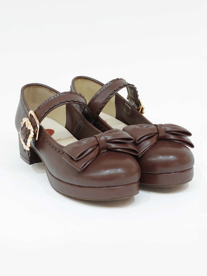 リボン付スカラップパンプス ブラウン（Brown） ｜Amavel（アマベル）公式サイト