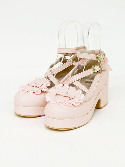 ハートリボンクロスパンプス ピンク（Pink） ｜Amavel（アマベル）公式サイト