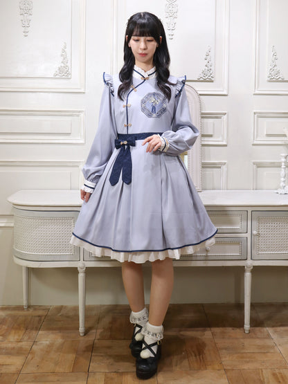 鈴飾りと春小梅のチャイナワンピース サックス（SaxeBlue） FREE ｜Amavel（アマベル）公式サイト