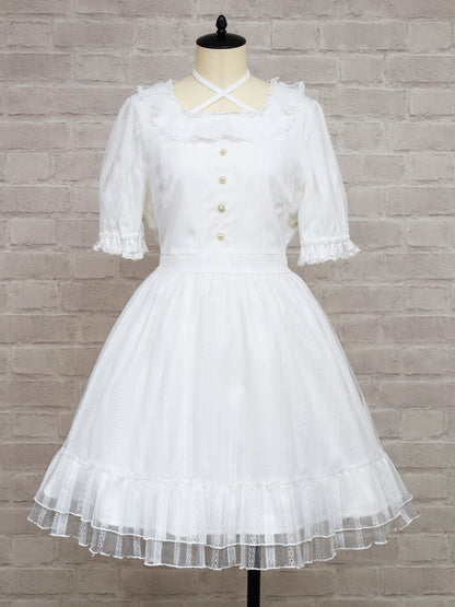 ストライプレースフリルワンピース アイボリー（Ivory） FREE ｜Amavel（アマベル）公式サイト