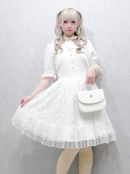 ストライプレースフリルワンピース