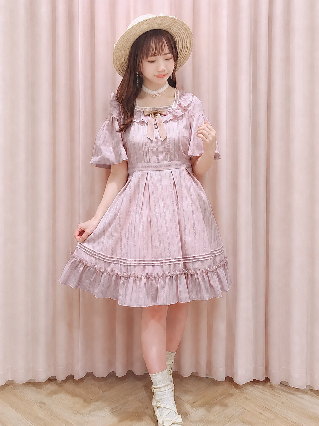 Marchen Cotton フリルワンピース ピンク（Pink） FREE ｜Amavel（アマベル）公式サイト