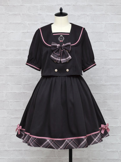 Chouchou Check セットアップ風セーラーワンピース