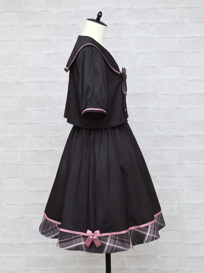 Chouchou Check セットアップ風セーラーワンピース