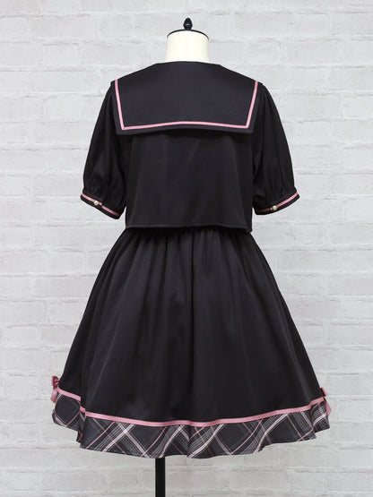 Chouchou Check セットアップ風セーラーワンピース