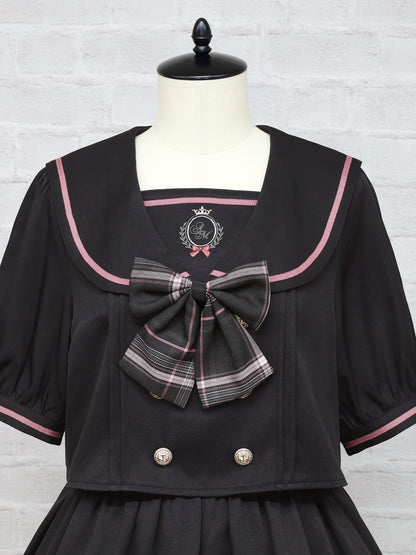 Chouchou Check セットアップ風セーラーワンピース