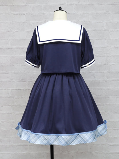 Chouchou Check セットアップ風セーラーワンピース