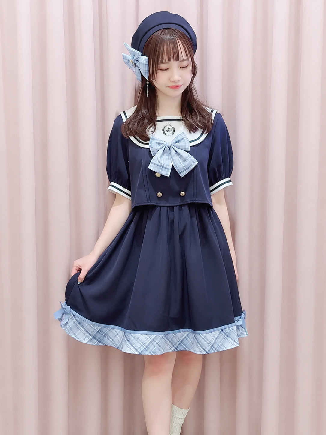 Chouchou Check セットアップ風セーラーワンピース ネイビー（Navy） FREE ｜Amavel（アマベル）公式サイト