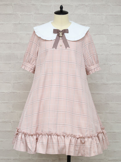 【メンバーズセール対象】Teddy Check Aラインワンピース