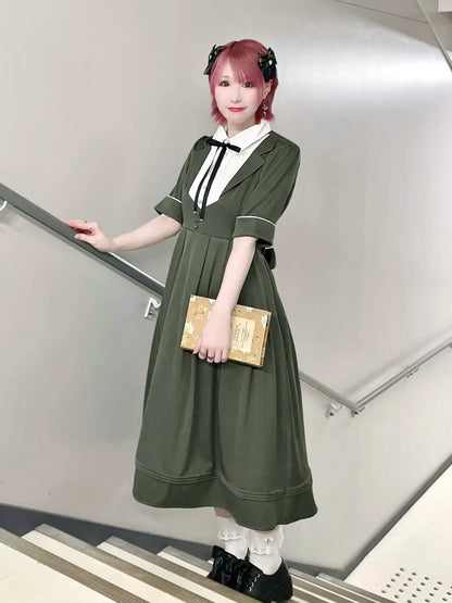 Gentle Lady ミドル丈半袖ワンピース カーキ（Khaki） FREE ｜Amavel（アマベル）公式サイト