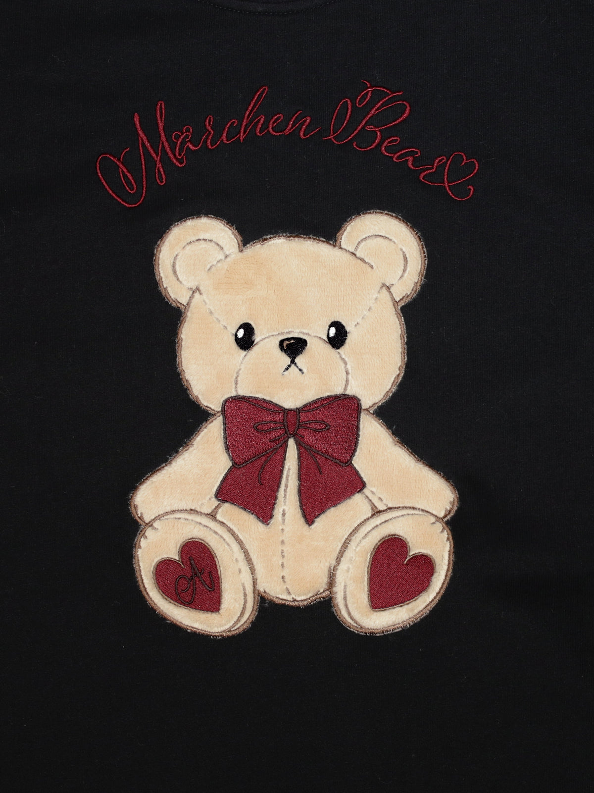 Märchen Bear アップリケ刺繍裏毛ワンピース