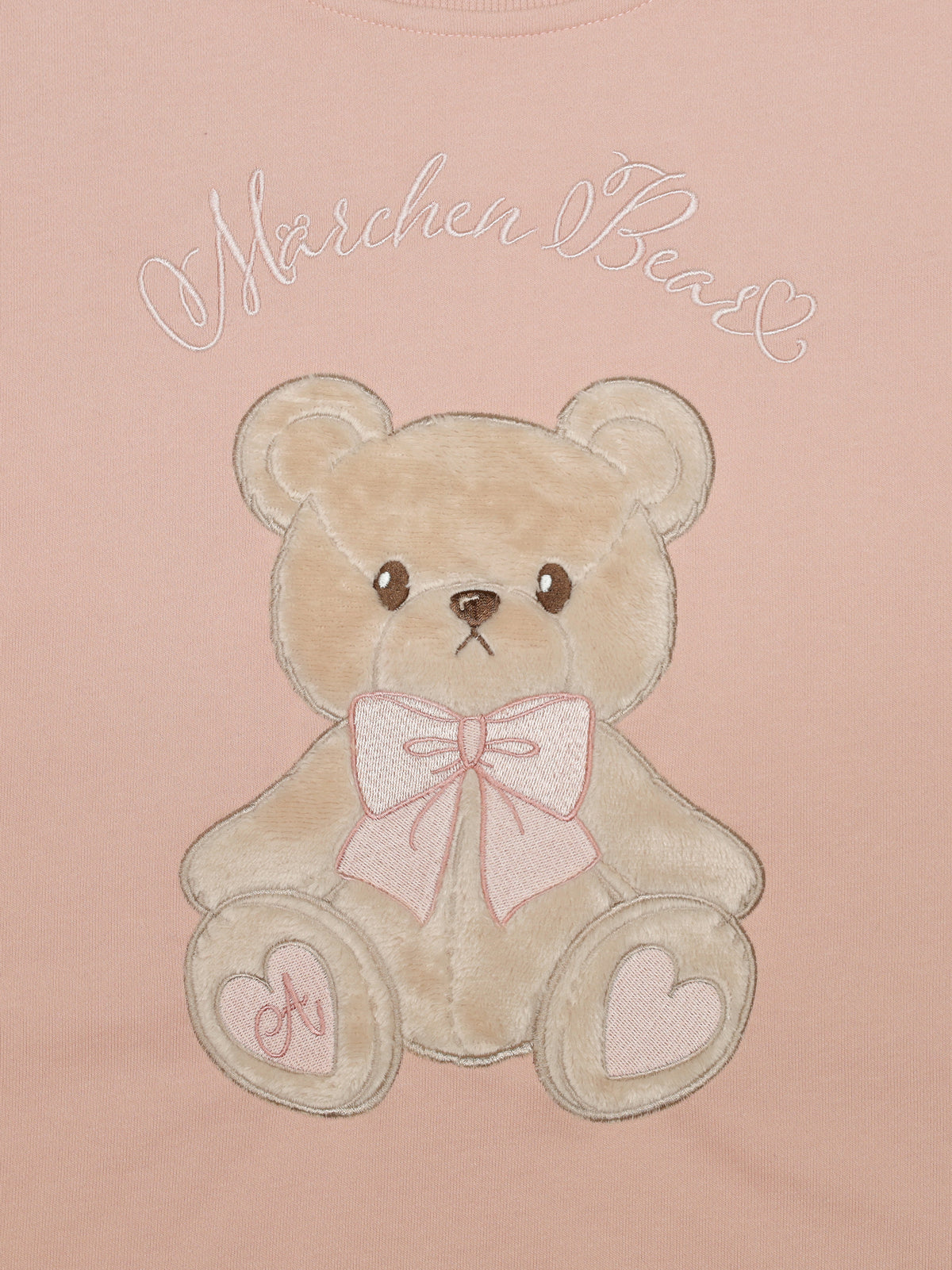 Märchen Bear アップリケ刺繍裏毛ワンピース