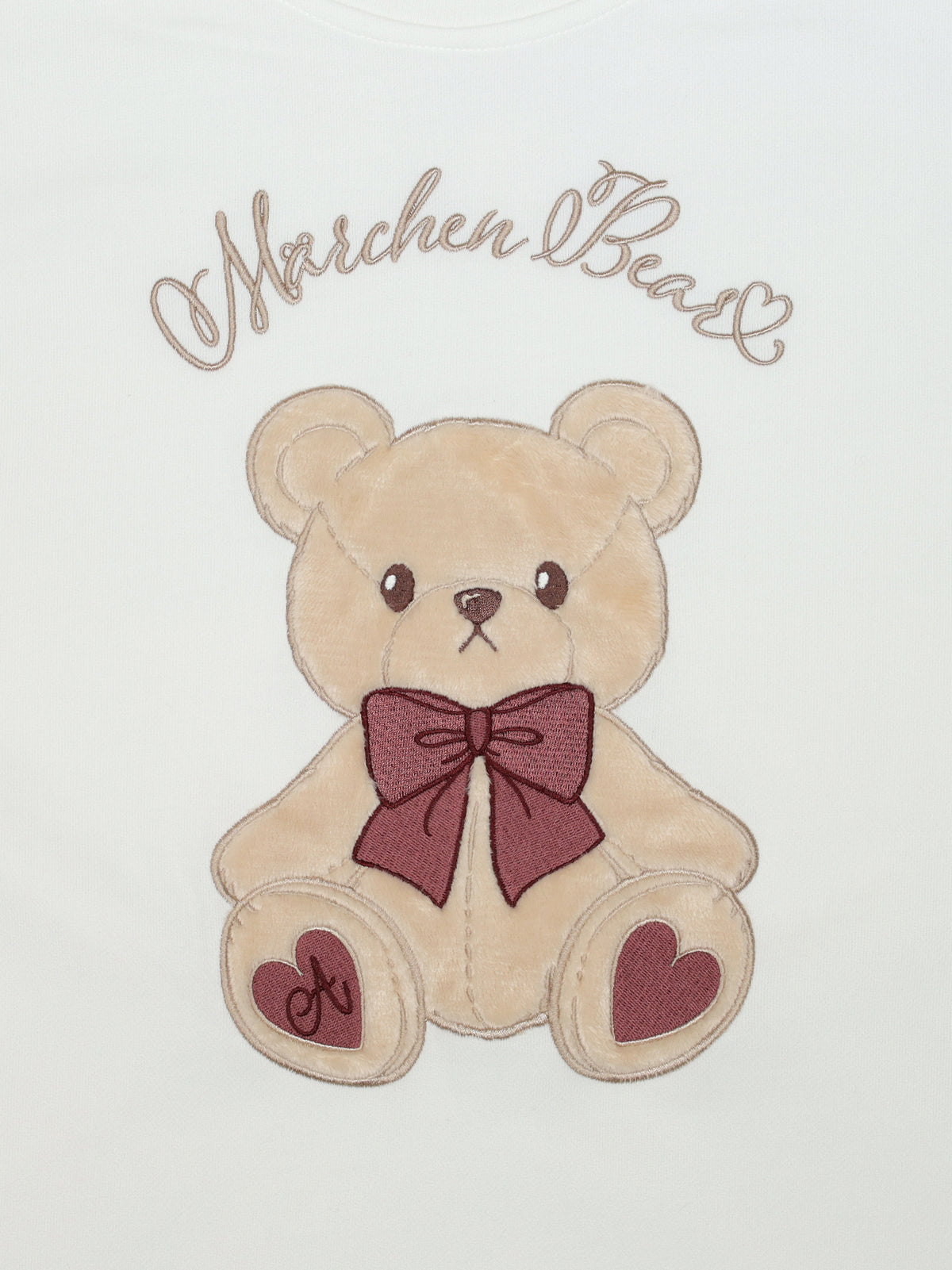 Märchen Bear アップリケ刺繍裏毛ワンピース