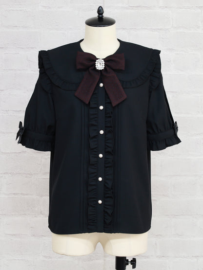 ドットチュールブラウス ブラック（Black） FREE ｜Amavel（アマベル）公式サイト