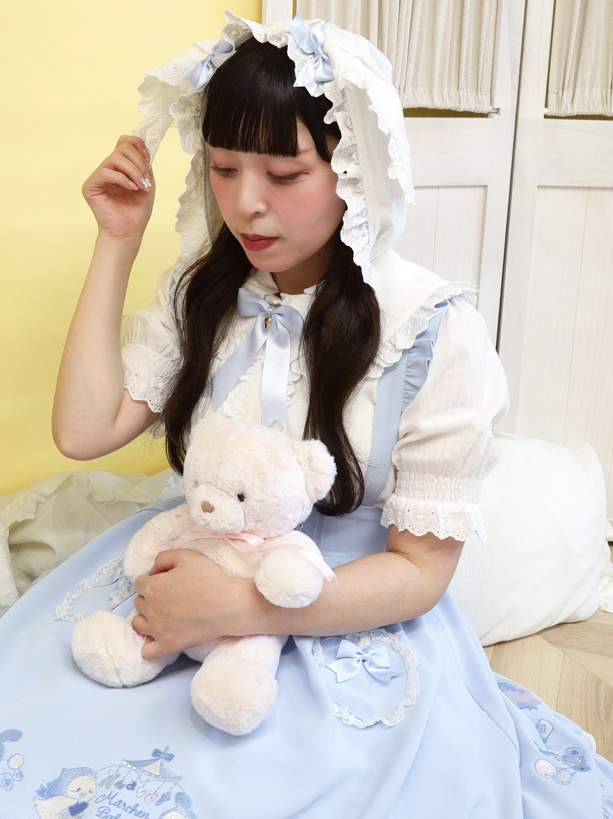 めるへんあにまるべいびーフード付きブラウス サックス（SaxeBlue） FREE ｜Amavel（アマベル）公式サイト