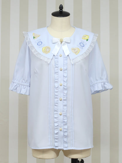 【メンバーズセール対象】Honey Lemon フリルブラウス サックス（SaxeBlue） FREE ｜Amavel（アマベル）公式サイト