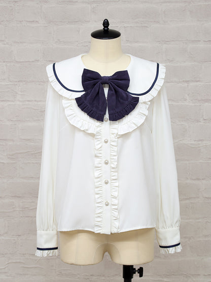Velours Ruban フリルブラウス ネイビー（Navy） FREE ｜Amavel（アマベル）公式サイト