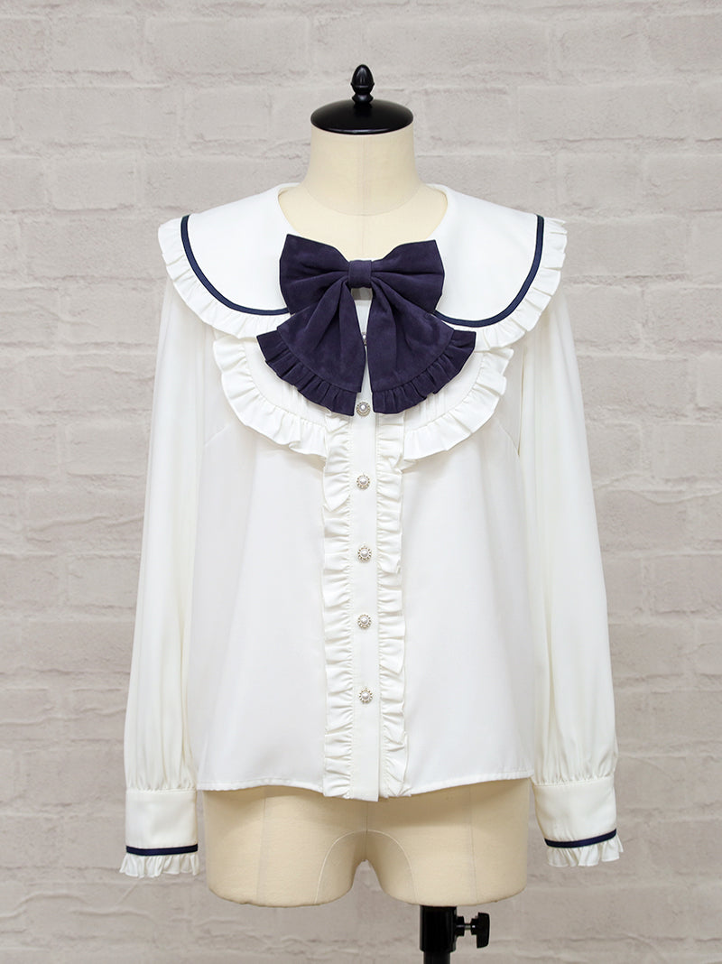 Velours Ruban フリルブラウス ネイビー（Navy） FREE ｜Amavel（アマベル）公式サイト