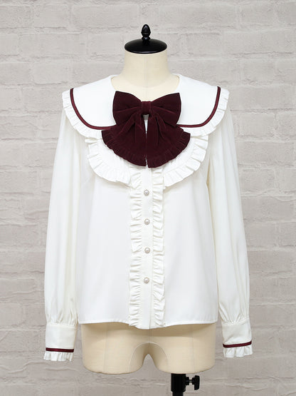 Velours Ruban フリルブラウス ボルドー（Bordeaux） FREE ｜Amavel（アマベル）公式サイト