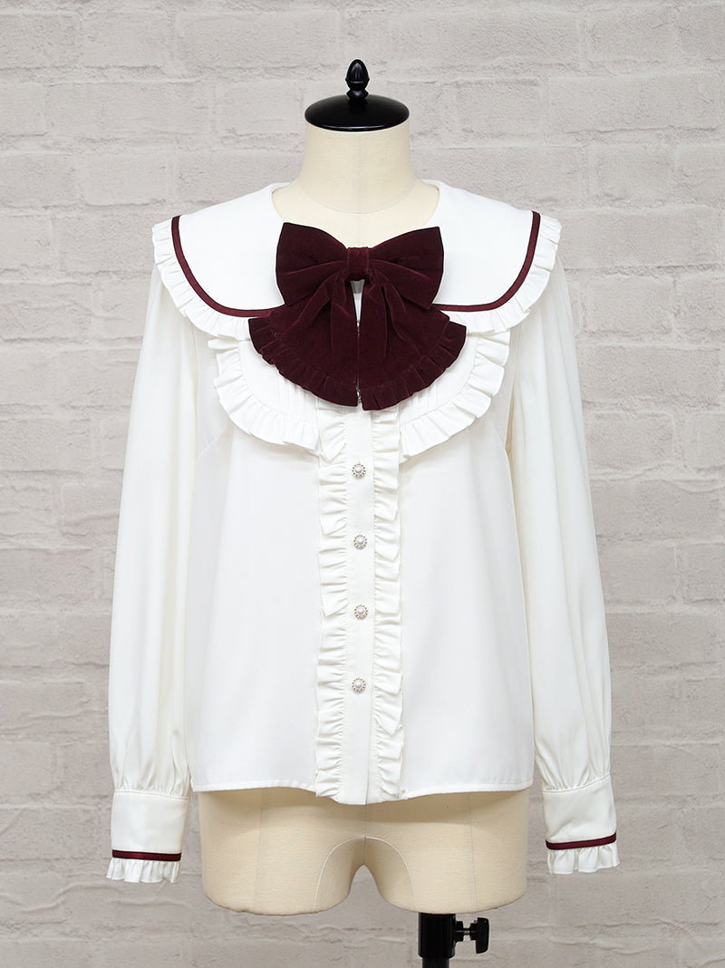 Velours Ruban フリルブラウス ボルドー（Bordeaux） FREE ｜Amavel（アマベル）公式サイト