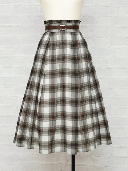 シアーチェックスカート ブラウン（Brown） FREE ｜Amavel（アマベル）公式サイト