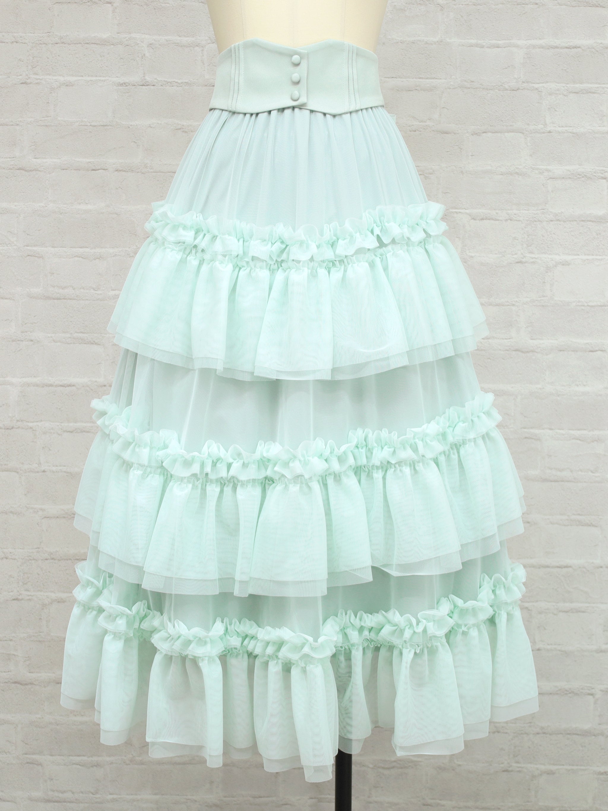 チュールティアードロングスカート ミントグリーン（Mint Green） FREE ｜Amavel（アマベル）公式サイト