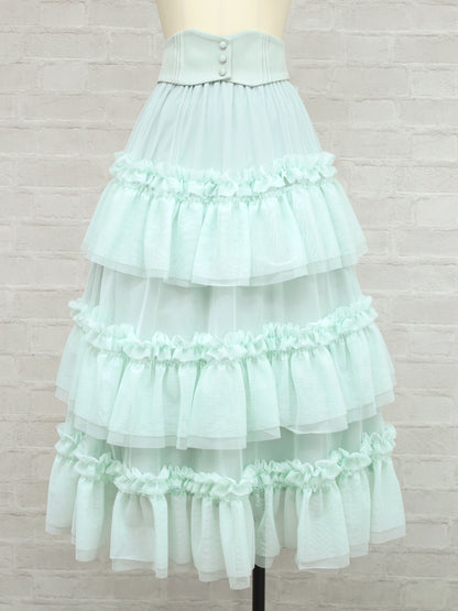 チュールティアードロングスカート ミントグリーン（Mint Green） FREE ｜Amavel（アマベル）公式サイト