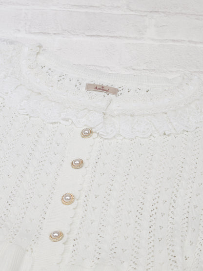 ロマンティックレースすかし編みショート丈ニットポンチョ ｜Amavel（アマベル）公式サイト