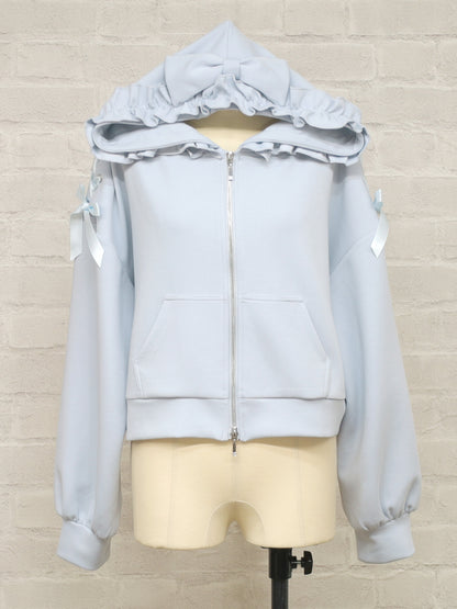 Frill Ribbon ショートパーカー サックス（SaxeBlue） FREE ｜Amavel（アマベル）公式サイト