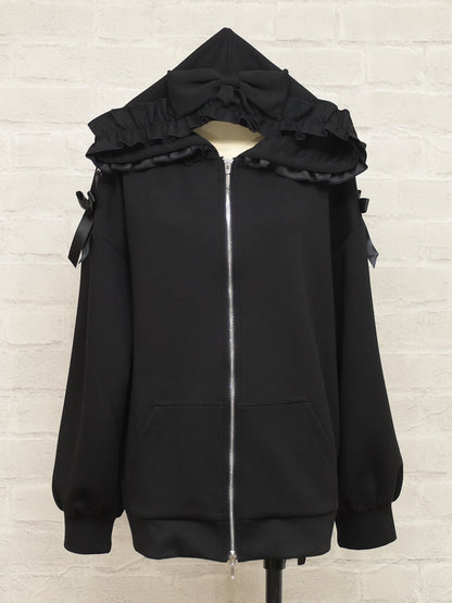 Frill Ribbon ロングパーカー ブラック（Black） FREE ｜Amavel（アマベル）公式サイト