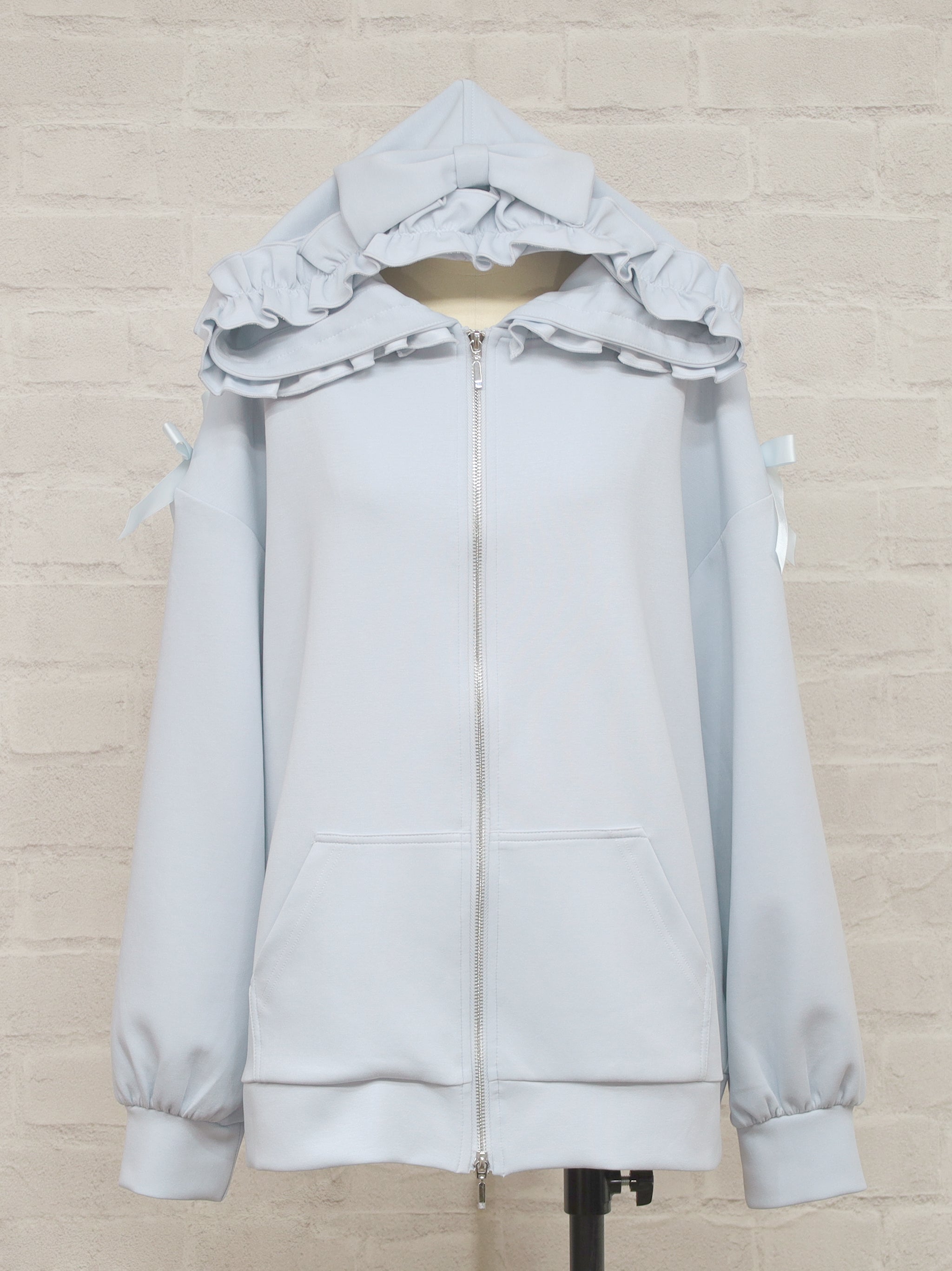 Frill Ribbon ロングパーカー サックス（SaxeBlue） FREE ｜Amavel（アマベル）公式サイト