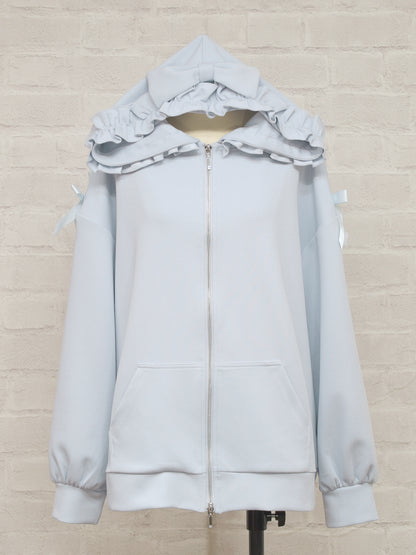 Frill Ribbon ロングパーカー サックス（SaxeBlue） FREE ｜Amavel（アマベル）公式サイト
