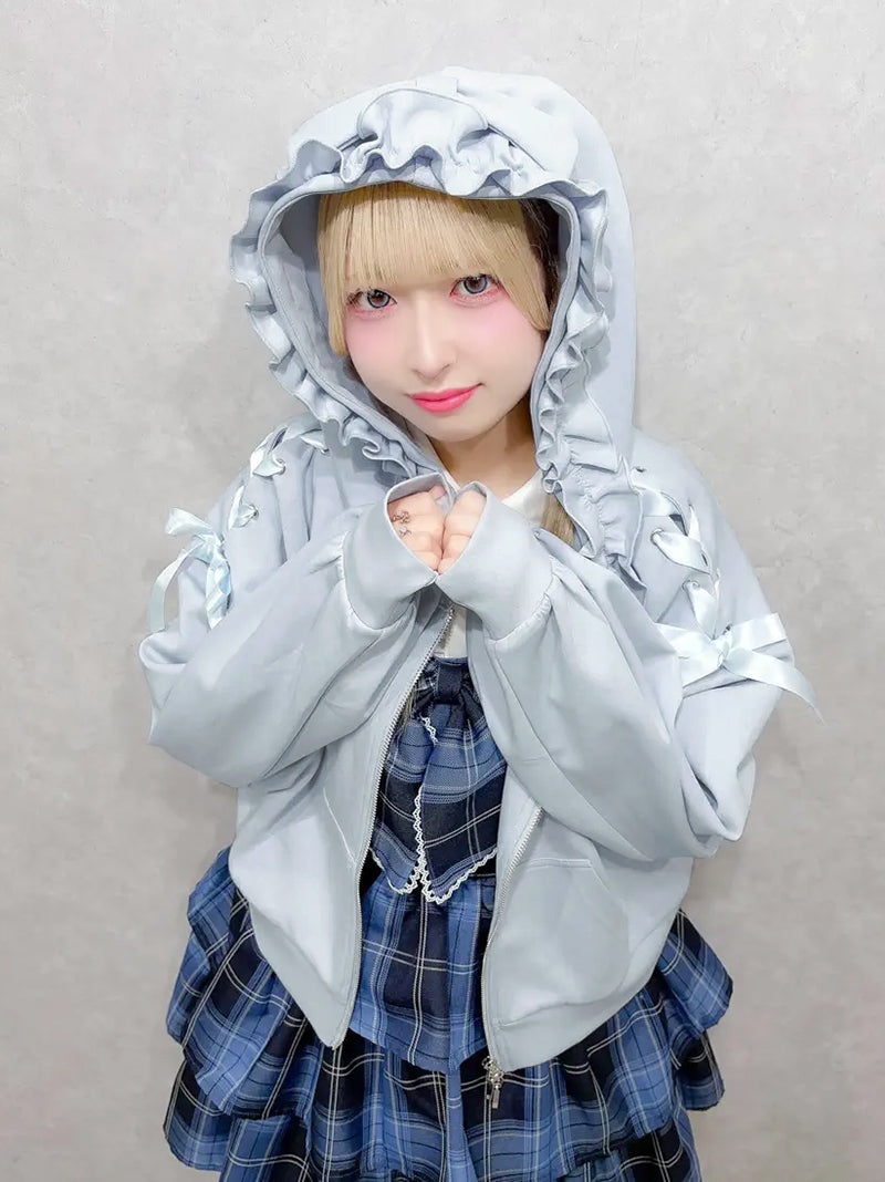 Frill Ribbon ロングパーカー